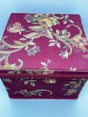 LOT 82: Eclectic Mix of Unique Items and Pretty Floral Box: Mini Vintage Alarm Clock, Holiday Pins and More!