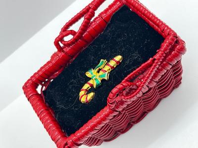 LOT 82: Eclectic Mix of Unique Items and Pretty Floral Box: Mini Vintage Alarm Clock, Holiday Pins and More!