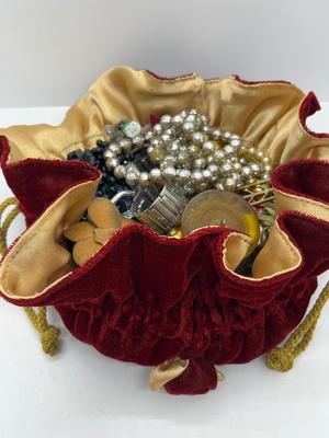LOT 95: HUGE Craft Lot With Pretty Velvet Drawstring Bag
