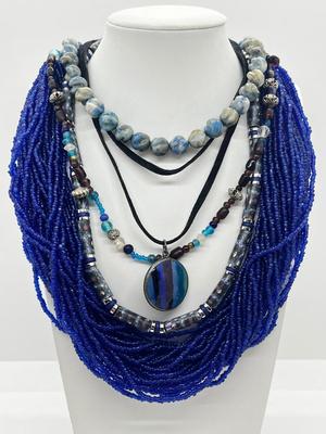 LOT 98: Tangled Up In Blue! Cool Blue Tone Necklace Collection