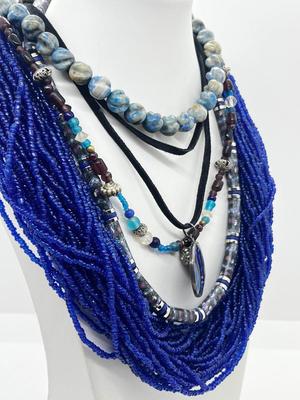LOT 98: Tangled Up In Blue! Cool Blue Tone Necklace Collection