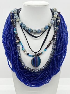 LOT 98: Tangled Up In Blue! Cool Blue Tone Necklace Collection
