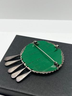 LOT 101: Amazing Vintage Taxco Mexican Micro Mosaic Turquoise Brooch