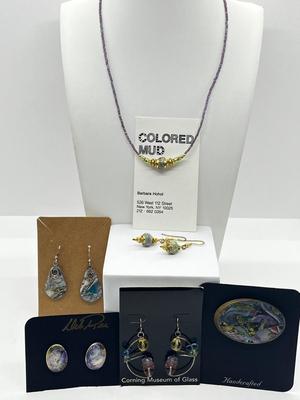 LOT 106: New In Package Jewelry Plus Unique "Colored Mud" Necklace and Earring Set