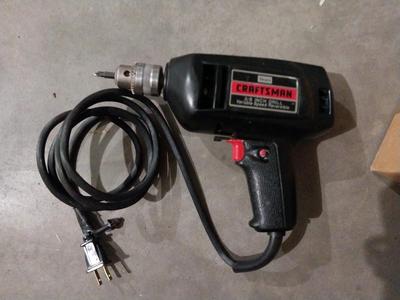 CRAFTSMAN 3/8" ELECTRIC DRILL AND LOTS DRILLBITS