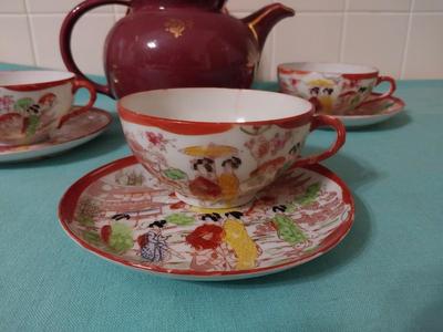 ASIAN TEAPOT AND CUP & SAUCER