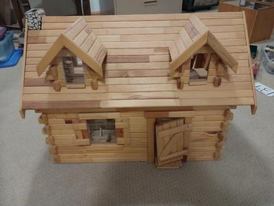 WOODEN DOLL HOUSE AND FURNITURE
