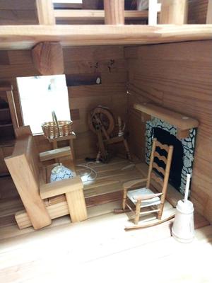 WOODEN DOLL HOUSE AND FURNITURE