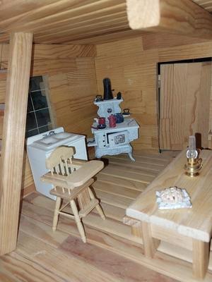 WOODEN DOLL HOUSE AND FURNITURE
