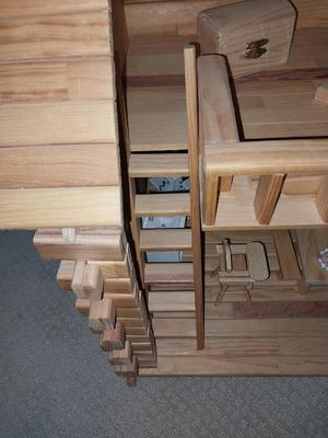 WOODEN DOLL HOUSE AND FURNITURE