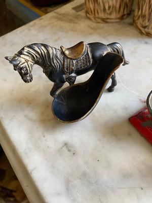 Vintage Pair of pipe holders, horse and