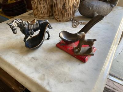 Vintage Pair of pipe holders, horse and