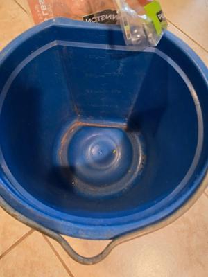 Blue feed / water bucket and Ear Corn Feed