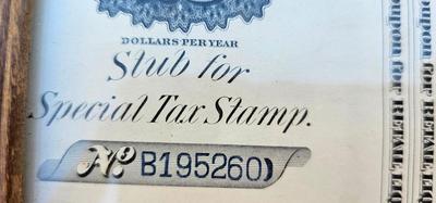 I.R.S. Retail Liquor Dealer License 1874/ 1875 Tax Form