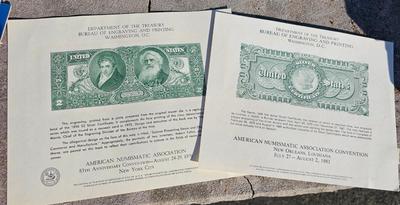 Collection of 9 framed Collectible stamps and coins in vintage frames