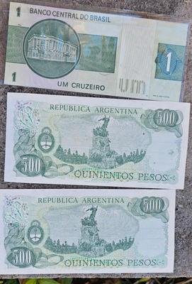 Currency, Argentina 500 Pesos, Brazil Cruzeiro
