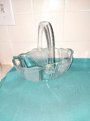 VINTAGE GLASS JUICE GLASSES-GLASS BASKET-GLASS SERVING BOWL AND MORE