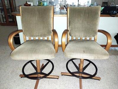 TWO MATCHING SWIVAL BAR CHAIRS