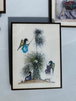 Lot of 8 Small Paintings on wood plaques