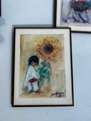 Lot of 8 Small Paintings on wood plaques