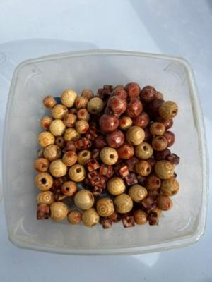 Box of wooden beads
