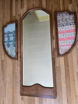 Antique Tri fold Wall mirror with decorative sides