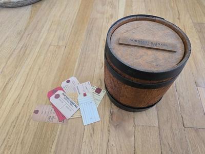 Antique Nordac's Cigar Co. Tampa Florida Cigar barrel - stamped on base - 1887 City of Tampa with antique tags