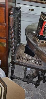 4 Barley Twist Antique chairs, one is arm chair