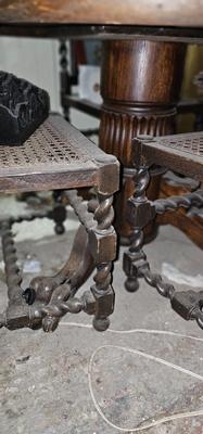 4 Barley Twist Antique chairs, one is arm chair