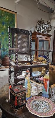 4 Barley Twist Antique chairs, one is arm chair