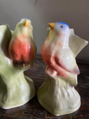 Vintage bird flower frogs
