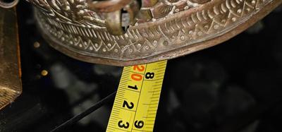 Antique Brass Betel Nut Pandan Censer Box with lid, handle, chain hinge India