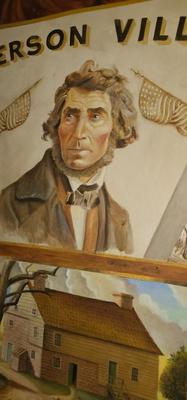 Large Maplewood History Painting on Canvas Jefferson Village