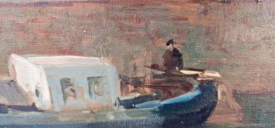Original painting Dutch Canal View Oil on Canvas