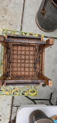 Small Antique Provincial Wood Rattan Tea Table Qing Dynasty