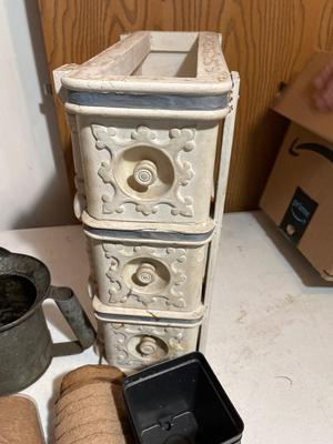 Jiffy Pots, twine, oil can, drawers