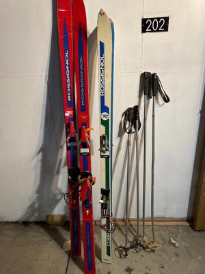 Two pair vintage Rosignol skis