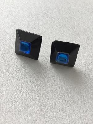 Beautiful black and blue square earrings