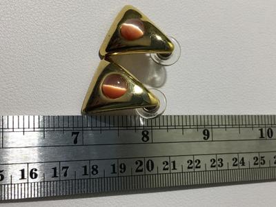 Gold tone triangle type statement earrings