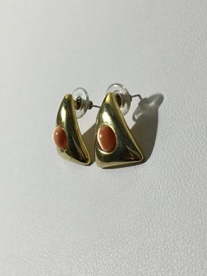 Gold tone triangle type statement earrings