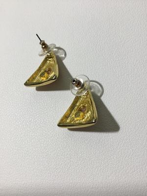 Gold tone triangle type statement earrings