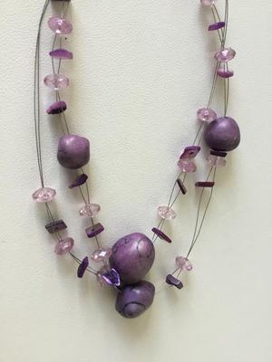 Beautiful purple multilayer statement necklace