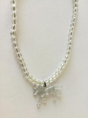 Vintage clear beaded unicorn collar necklace