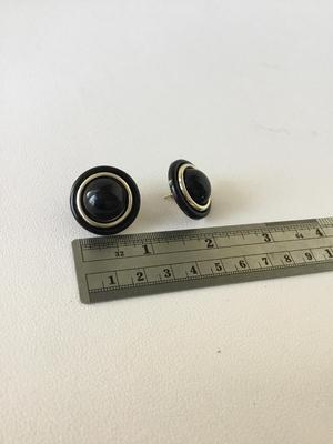Vintage statement black round earrings