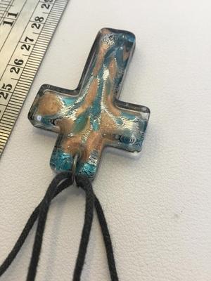 Beautiful black glass cross pendant necklace