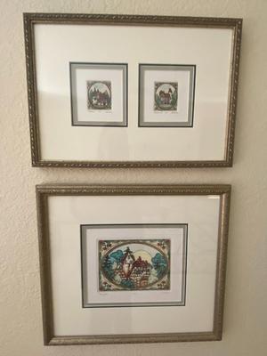 3 ARTIST PROOFS - "TWILIGHT", "CHATEAU I & CHÂTEAU II" BY JE FISHER