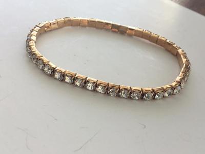Gold tone stretchy rhinestone bracelet