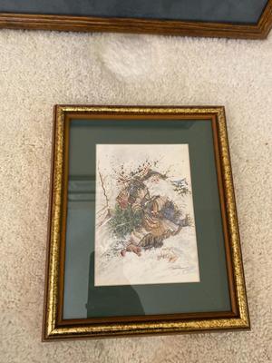 PAUL LANDRY "CHRISTMAS CAROUSEL PONY" W/COA, "SANTA SMALL" SIGNED BY S. CLOSE HOLIDAY ARTWORK