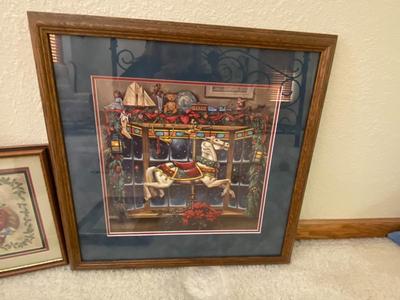 PAUL LANDRY "CHRISTMAS CAROUSEL PONY" W/COA, "SANTA SMALL" SIGNED BY S. CLOSE HOLIDAY ARTWORK