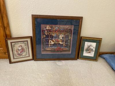 PAUL LANDRY "CHRISTMAS CAROUSEL PONY" W/COA, "SANTA SMALL" SIGNED BY S. CLOSE HOLIDAY ARTWORK